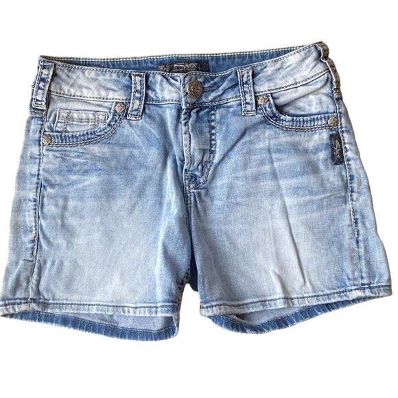 Silver Jeans Co. Tuesday Mid Shorts Women's 27 Denim Jeans Shorts Light Wash - Picture 1 of 12